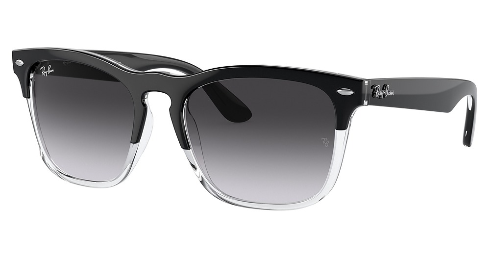Ray-Ban RB4487F STEVE round sunglasses in Black on Transparent/Grey Gradient Blue