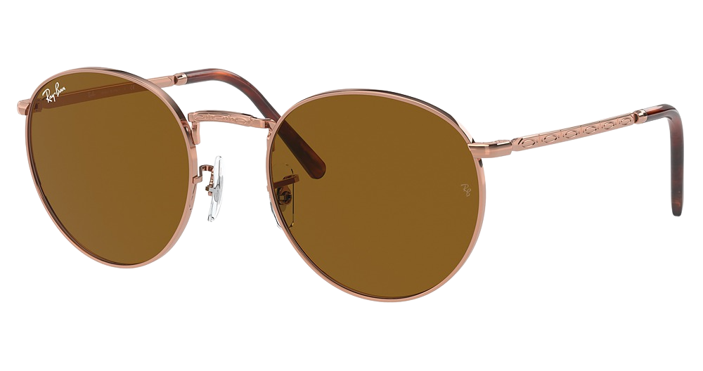 Ray-Ban RB3637 NEW ROUND round sunglasses in Rose Gold/Brown