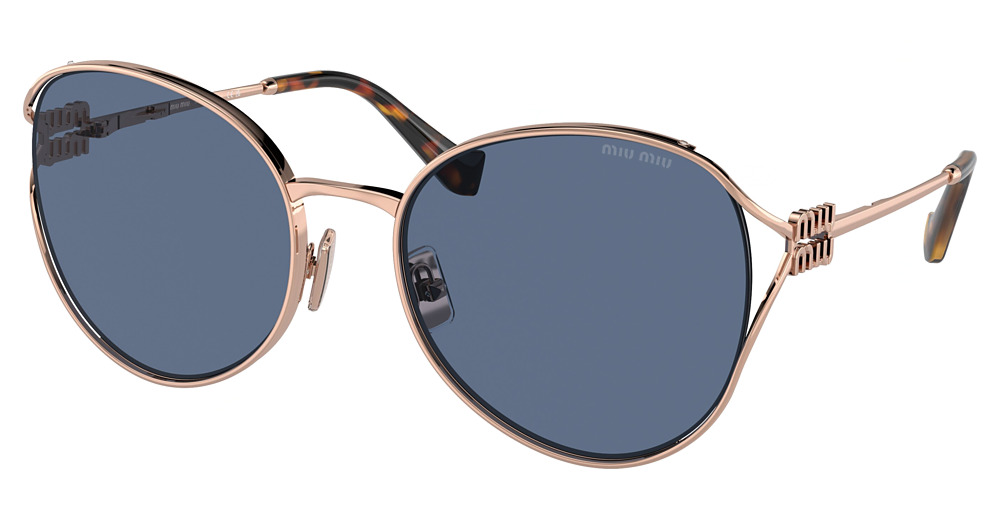 Miu Miu MU 53YS round sunglasses in Pink Gold/Dark Blue
