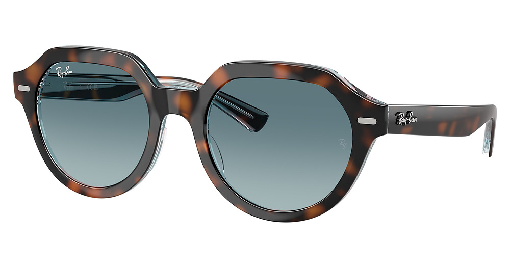 Ray-Ban RB4399 GINA round sunglasses in Dark Havana on Multicolo/Blue Gradient Grey
