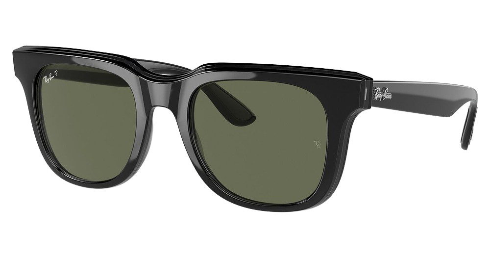 Ray-Ban RB4368 round sunglasses in Black Transparent Black/Dark Green Polarized