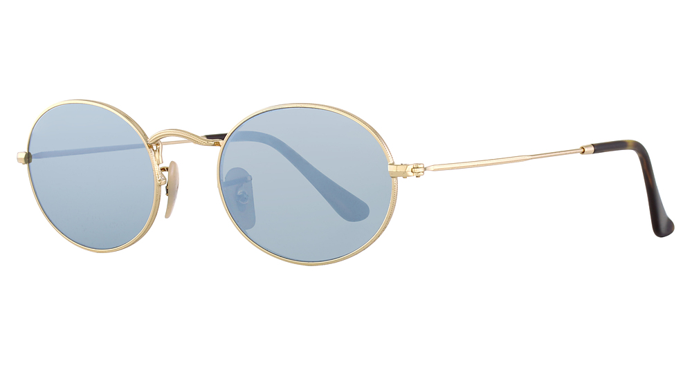 Ray-Ban RB3547N OVAL round sunglasses in Gold/Grey Flash