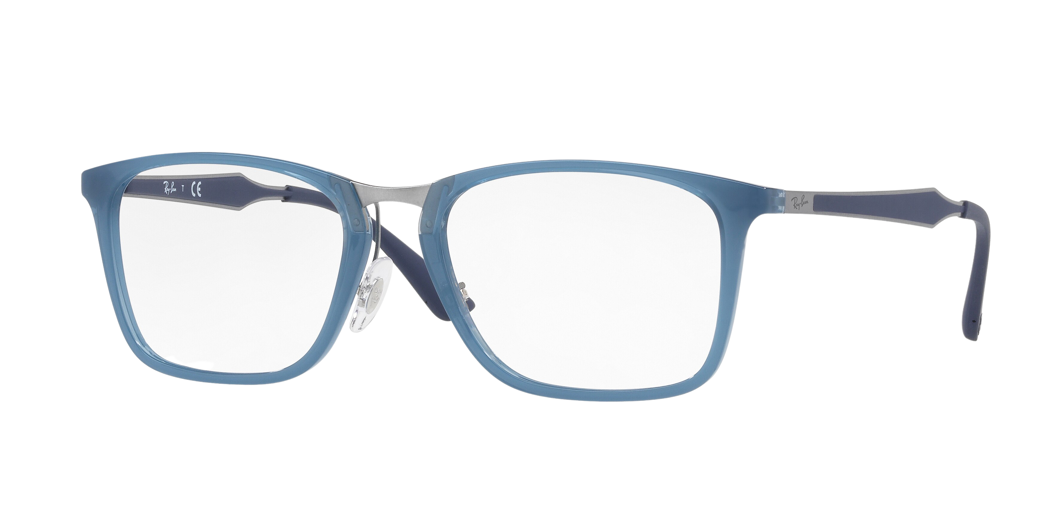 Ray-Ban RX7131 square eyeglasses in Transparent Light Blue