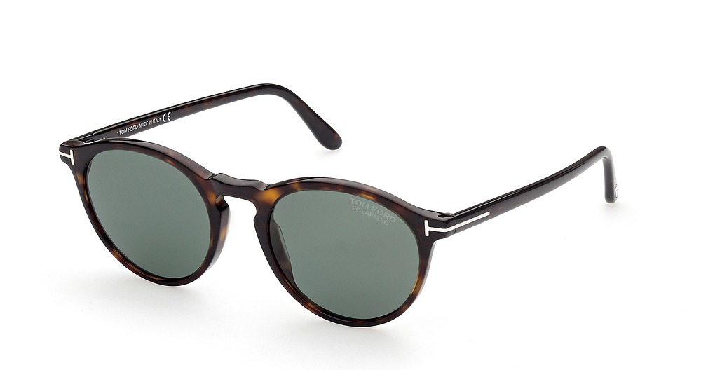 Tom Ford FT0904 round sunglasses in Dark Havana/Green Polarized