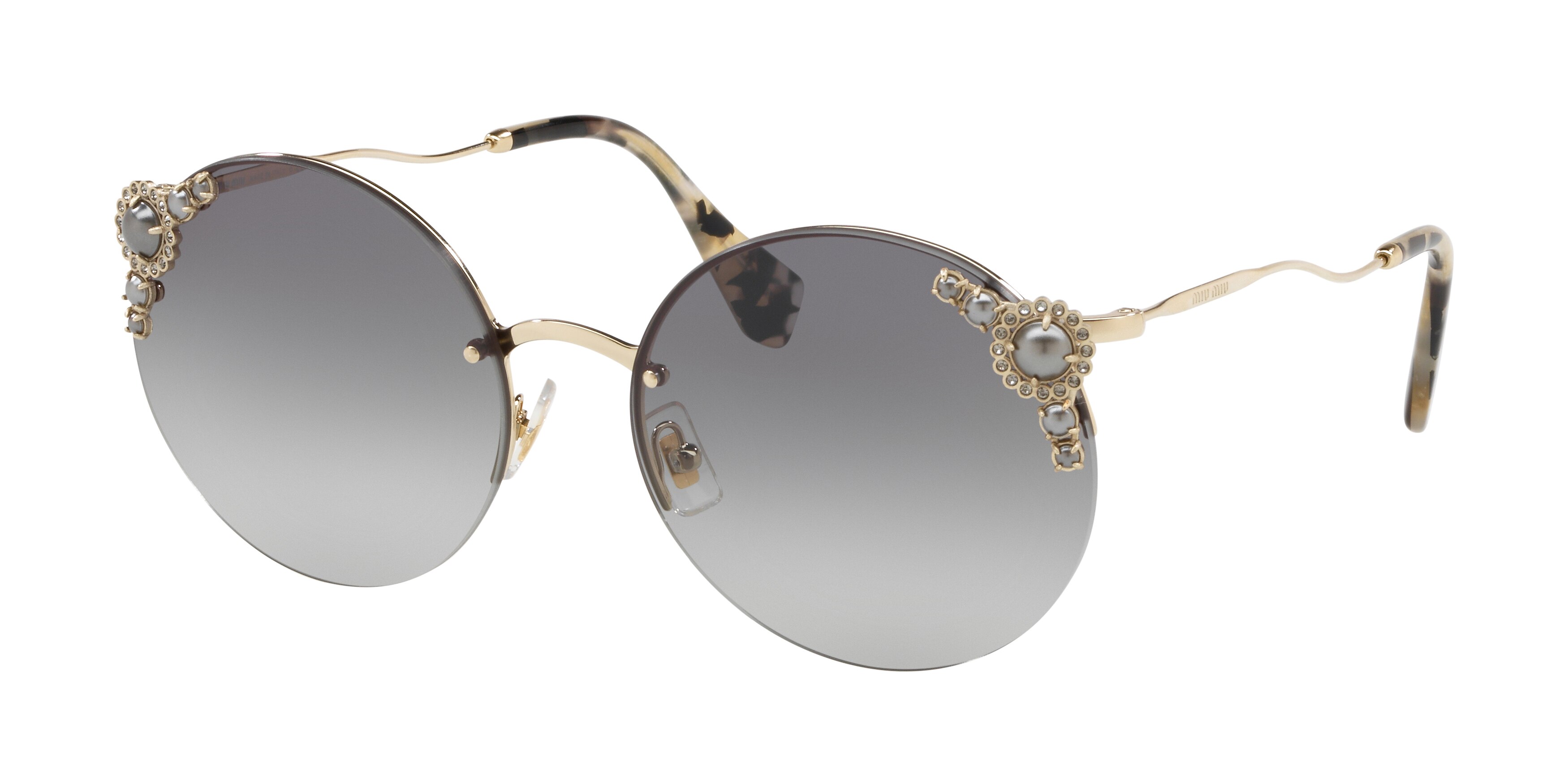 Miu Miu MU 52TS round sunglasses in Pale Gold