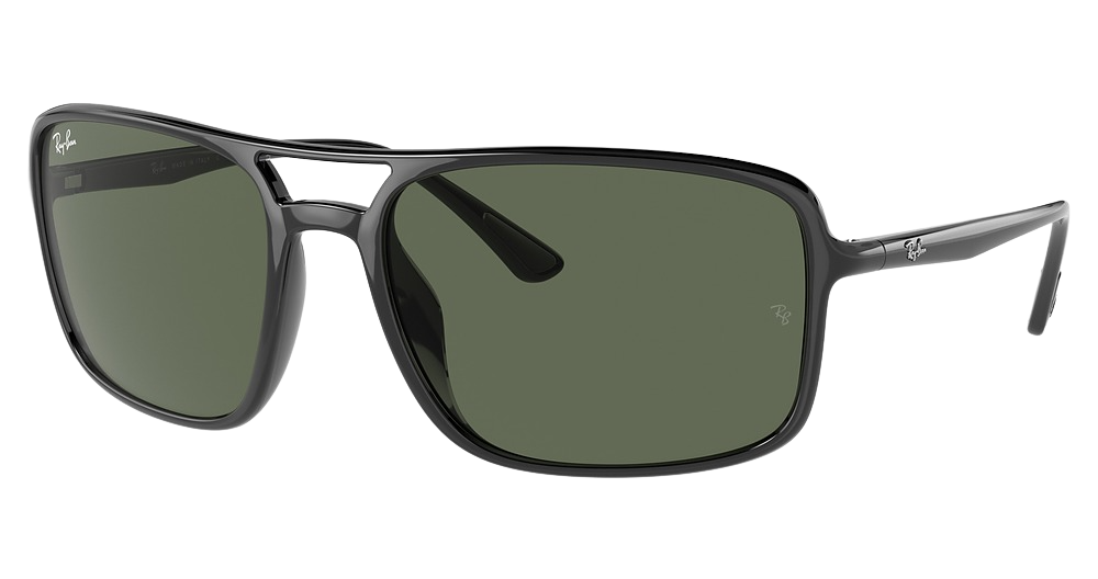 Ray-Ban RB4375 round sunglasses in Black/Dark Green