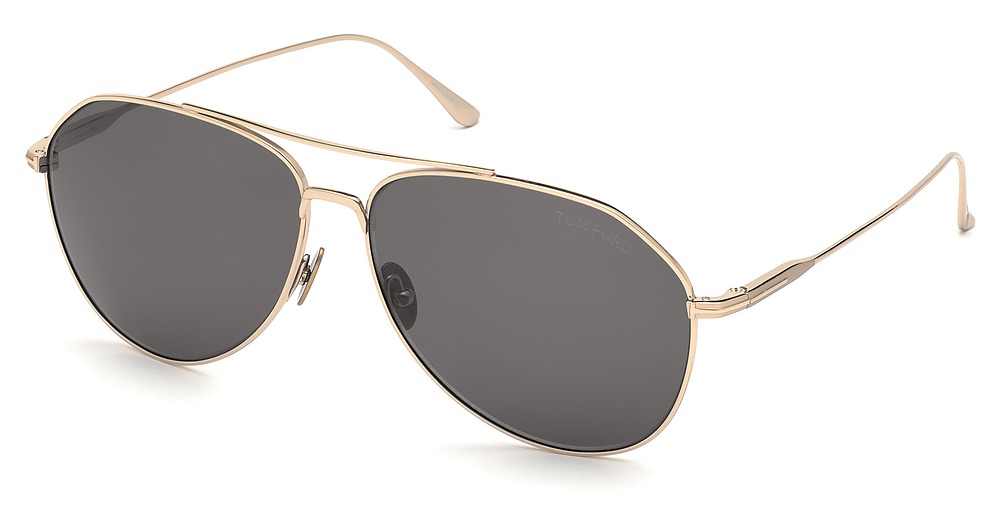 Tom Ford FT0747 aviator sunglasses in Shiny Rose Gold/Smoke