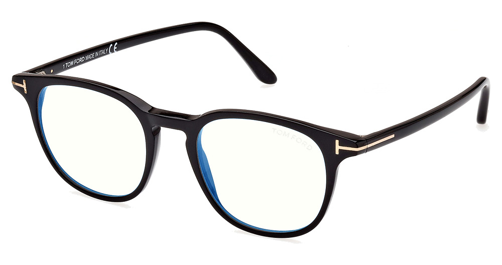 Tom Ford FT5832-B round eyeglasses in Shiny Black