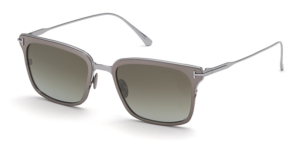 Tom Ford FT0831 square sunglasses in Shiny Dark Ruthenium/Green Mirror