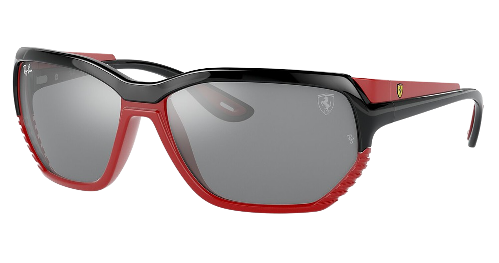 Ray-Ban RB4366M rectangle sunglasses in Black on Matte Red