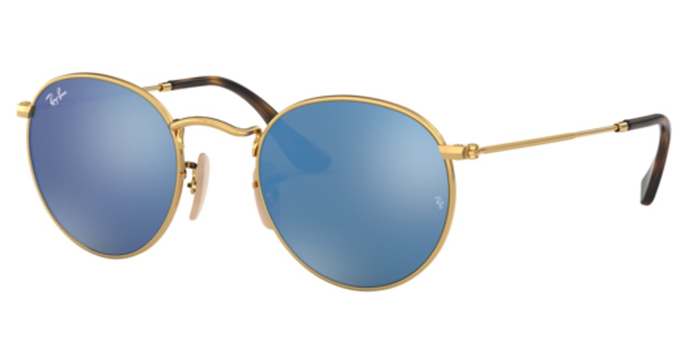 Ray-Ban RB3447N ROUND METAL round sunglasses in Arista/Light Blue Flash