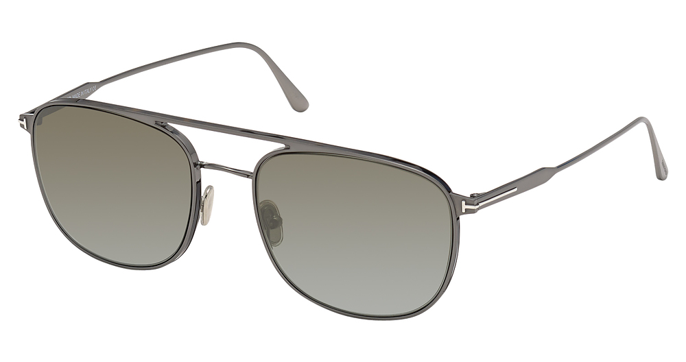 Tom Ford FT0827 aviator sunglasses in Shiny Dark Ruthenium/Green Mirror