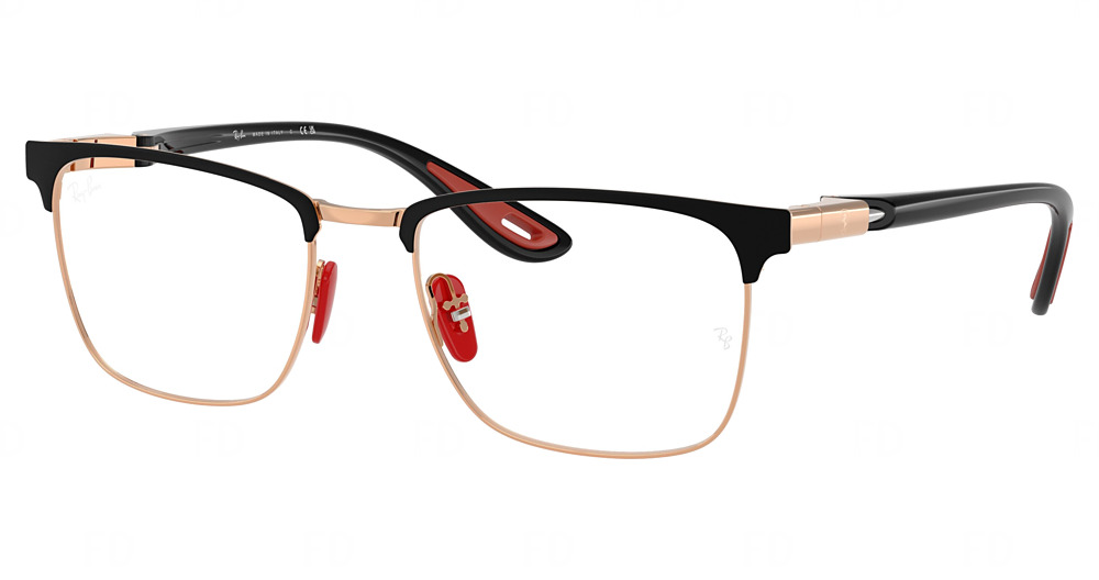 Ray-Ban RX6621M square eyeglasses in Matte Black on Rose Gold