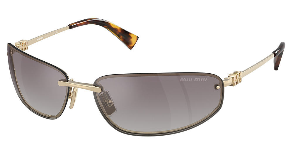 Miu Miu MU A50S rectangle sunglasses in Pale Gold/Grad Blue Mirror Silver Int