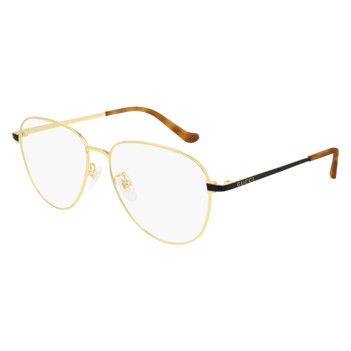 Gucci GG0577OA round eyeglasses in Gold Black Transparent