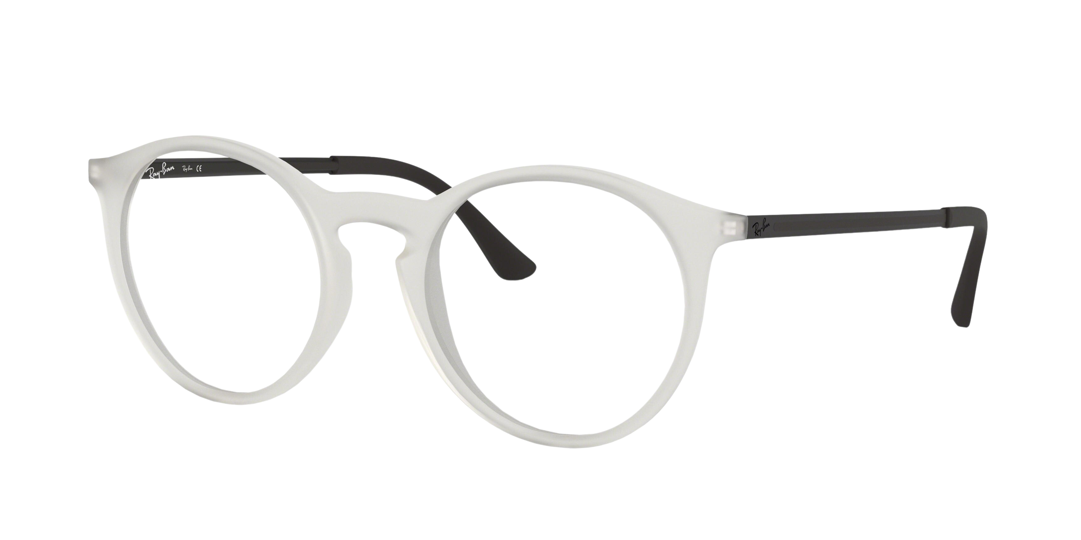 Ray-Ban RX7132F round eyeglasses in Rubber Trasparent