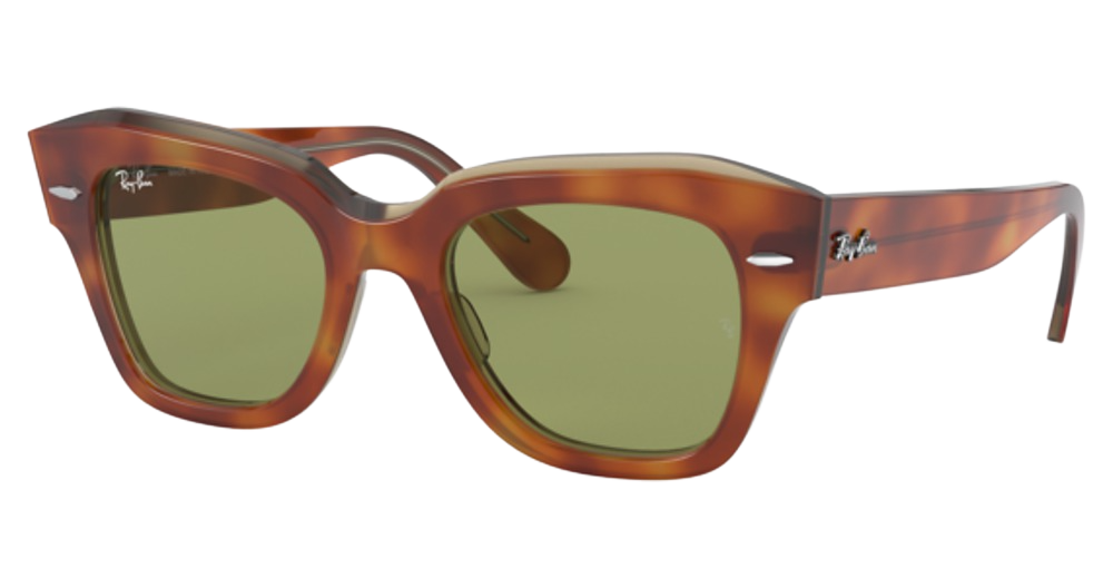 Ray-Ban RB2186 STATE STREET cateye sunglasses in Havana on Transparent Be/Bottle Green