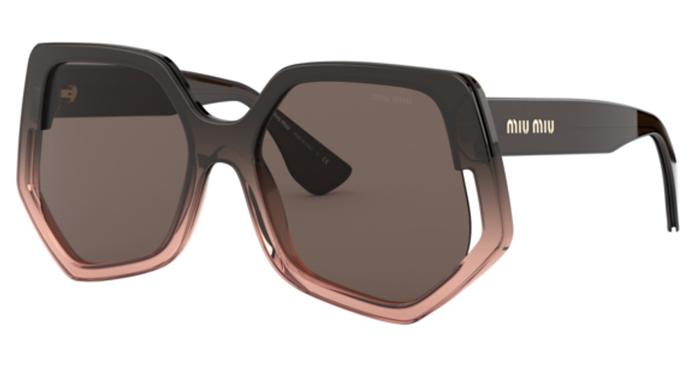 Miu Miu MU 07VSA irregular sunglasses in Brown Gradient Transpare/Brown