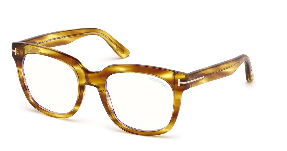 Tom Ford FT5537-B irregular eyeglasses in Shiny Light Brown