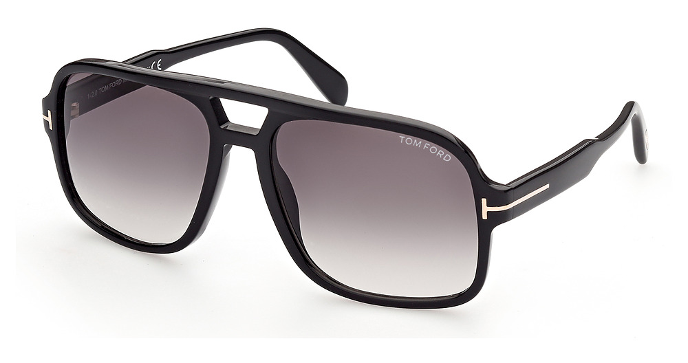 Tom Ford FT0884 aviator sunglasses in Shiny Black/Gradient Smoke