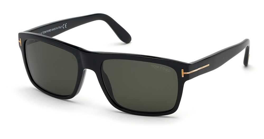 Tom Ford FT0678 irregular sunglasses in Shiny Black/Smoke Polarized