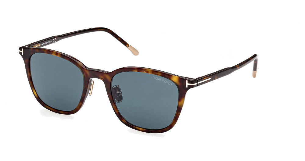 Tom Ford FT0956-D round sunglasses in Dark Havana/Blue