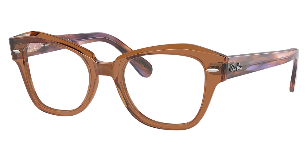 Ray-Ban RX5486 STATE STREET cateye eyeglasses in Transparent Brown