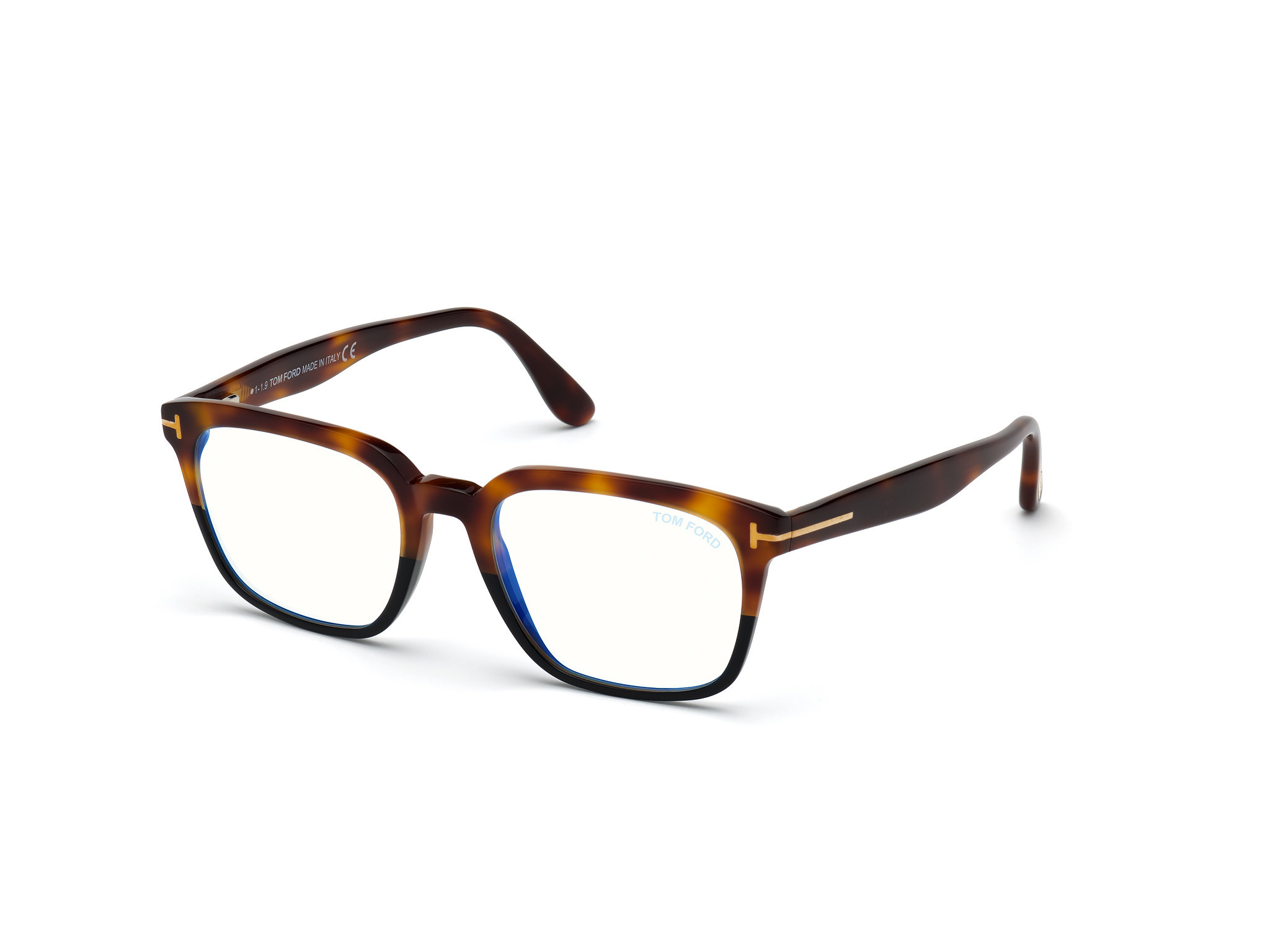 Shiny Classic Havana Gradient  Cut To Black/ Blue Block Lenses