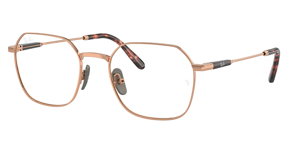 Ray-Ban RX8794 JIM TITANIUM round eyeglasses in Shiny Light Brown