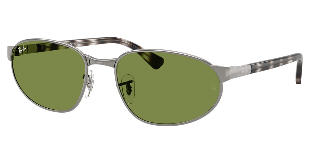 Ray-Ban RB3777 round sunglasses in Gunmetal/Green
