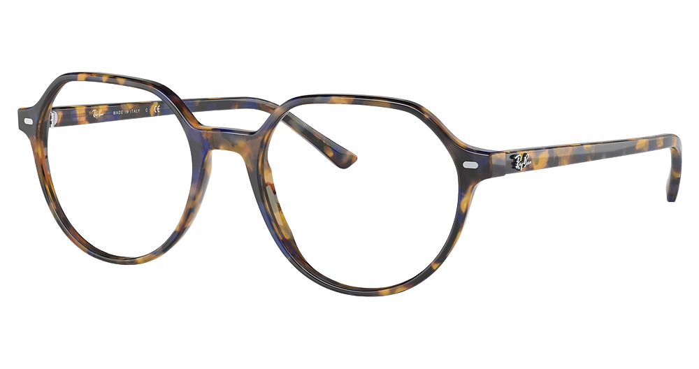 Ray-Ban RX5395F THALIA round eyeglasses in Yellow/Blue Havana