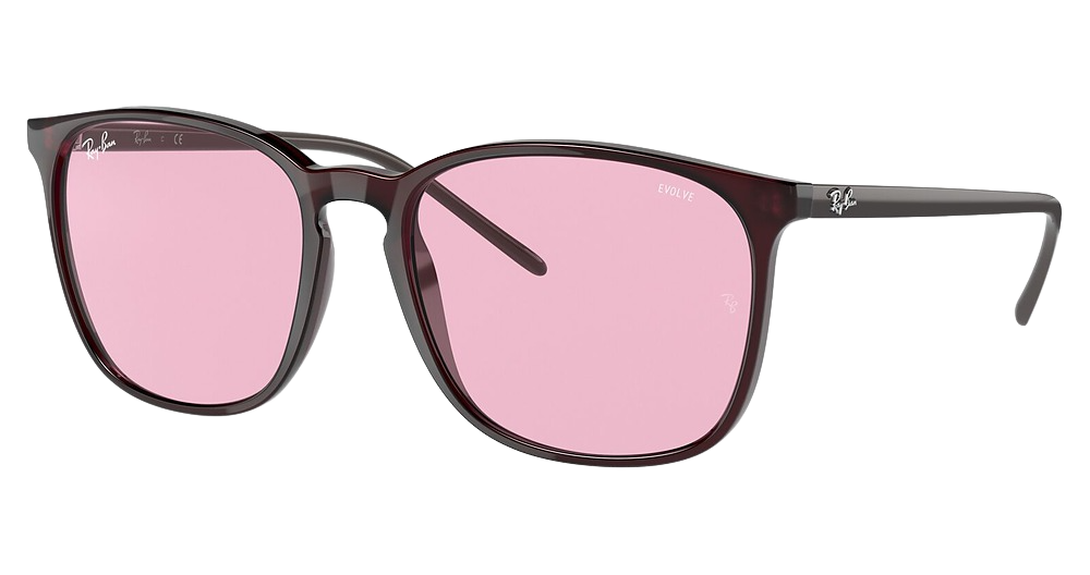 Ray-Ban RB4387F round sunglasses in Transparent Violet/Evolve Photo Pink