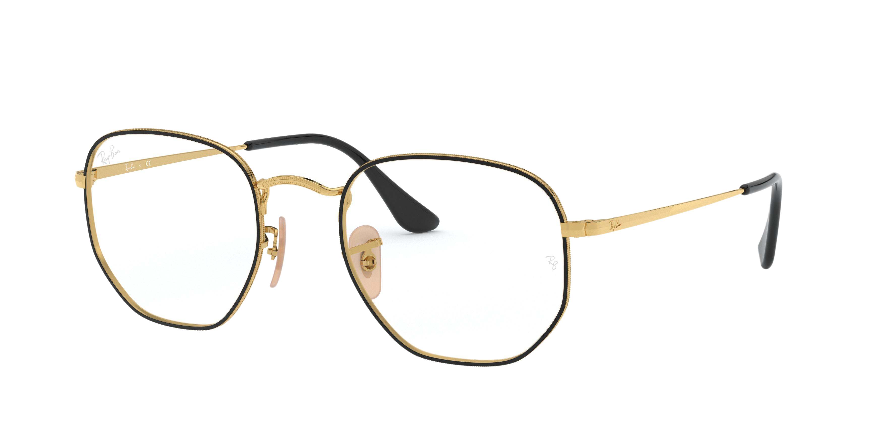 Ray-Ban RX6448 square eyeglasses in Top Black on Gold