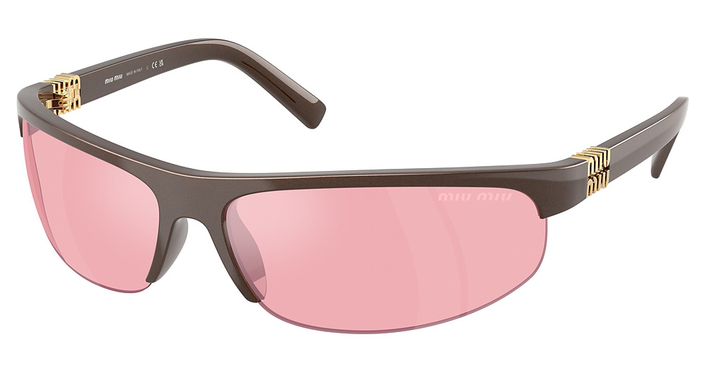 Miu Miu MU A02SF rectangle sunglasses in Cocoa Metal/Pink Mirror Lilac