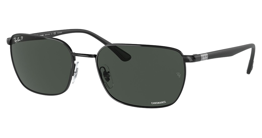 Ray-Ban RB3684CH round sunglasses in Black/Polarized Dark Grey