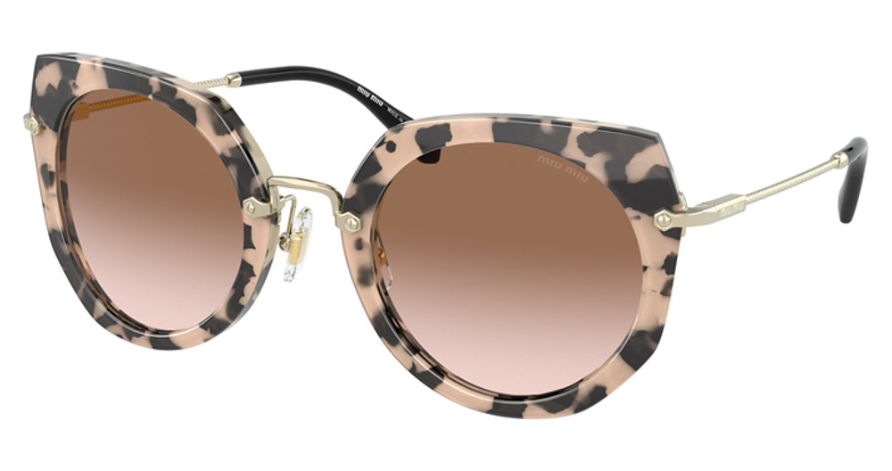 Miu Miu MU 02XS round sunglasses in Havana/Top Pink Transpa/Brown Gradient
