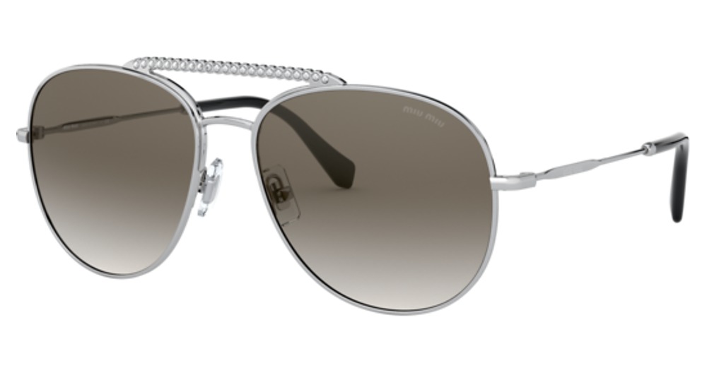 Miu Miu MU 53VS aviator sunglasses in Silver/Gradient Grey Mirror Silver