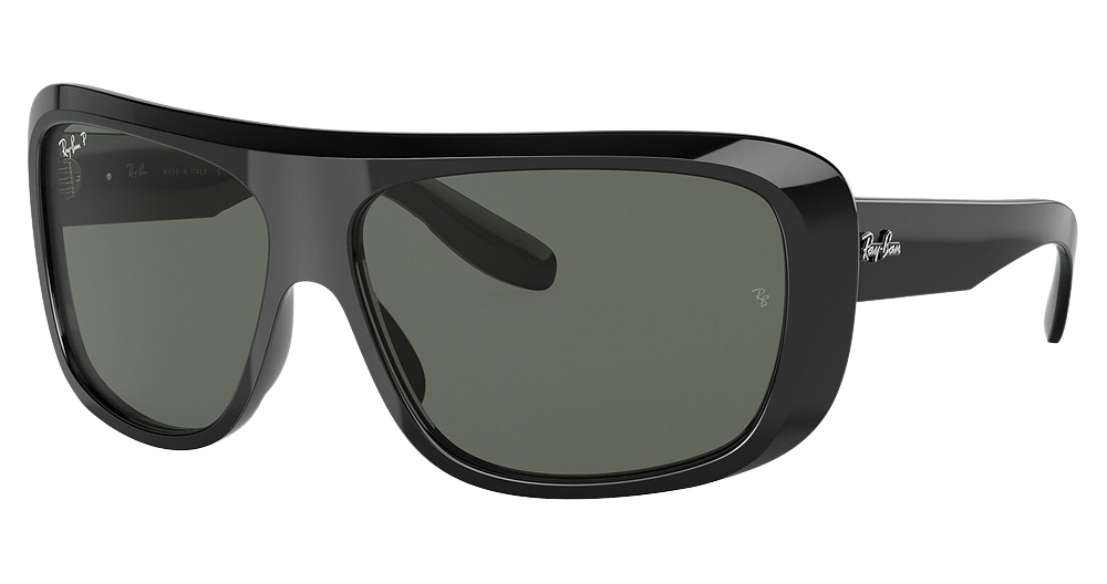 Ray-Ban RB2196 square sunglasses in Black/Polarized Green