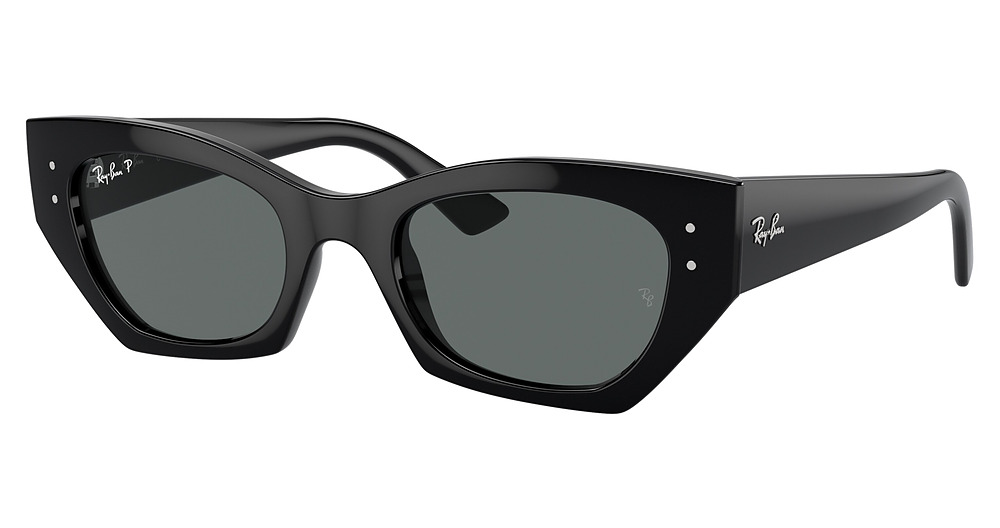 Ray-Ban RB4430F ZENA round sunglasses in Black/Dark Grey Polarized