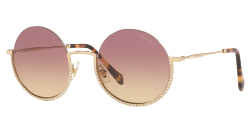 Miu Miu MU 69US round sunglasses in Pale Gold/Yellow Gradient Violet