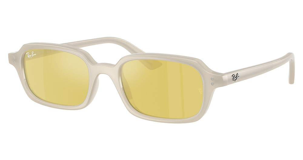 Ray-Ban RB4455F ZURI round sunglasses in Cloudy Warm White/Yellow Mirror Flash Gold