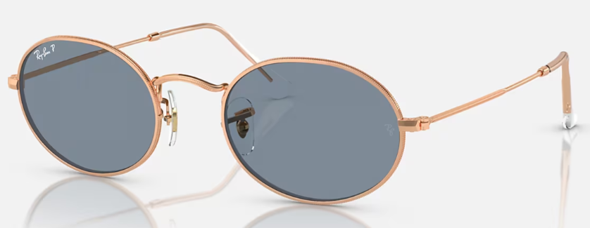 Ray-Ban RB3547 OVAL round sunglasses in Rose Gold/Blue Polarized