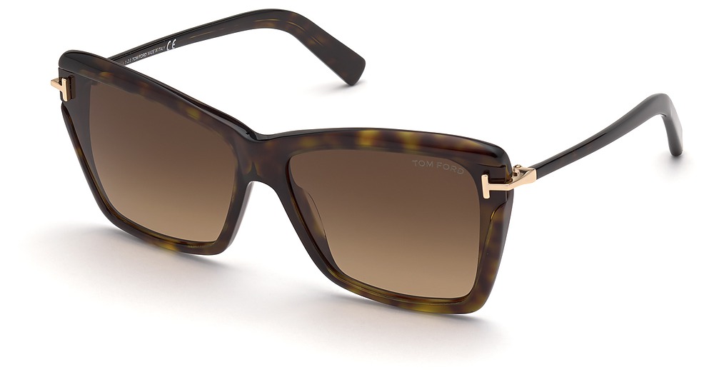 Tom Ford FT0849 irregular sunglasses in Dark Havana/Gradient Brown