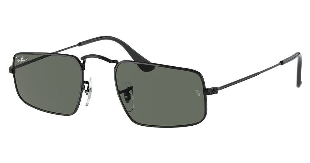 Ray-Ban RB3957 JULIE square sunglasses in Black/Polarized Green