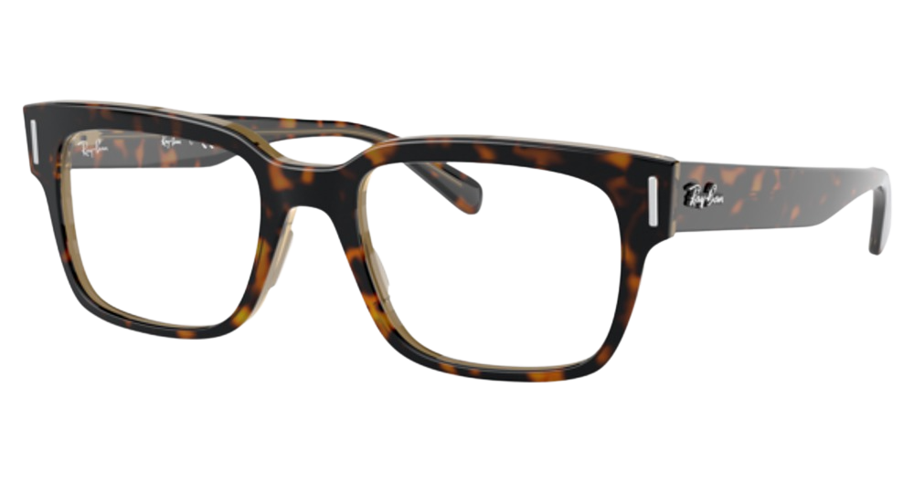 Ray-Ban RX5388 JEFFREY square eyeglasses in Havana on Transparent Brown