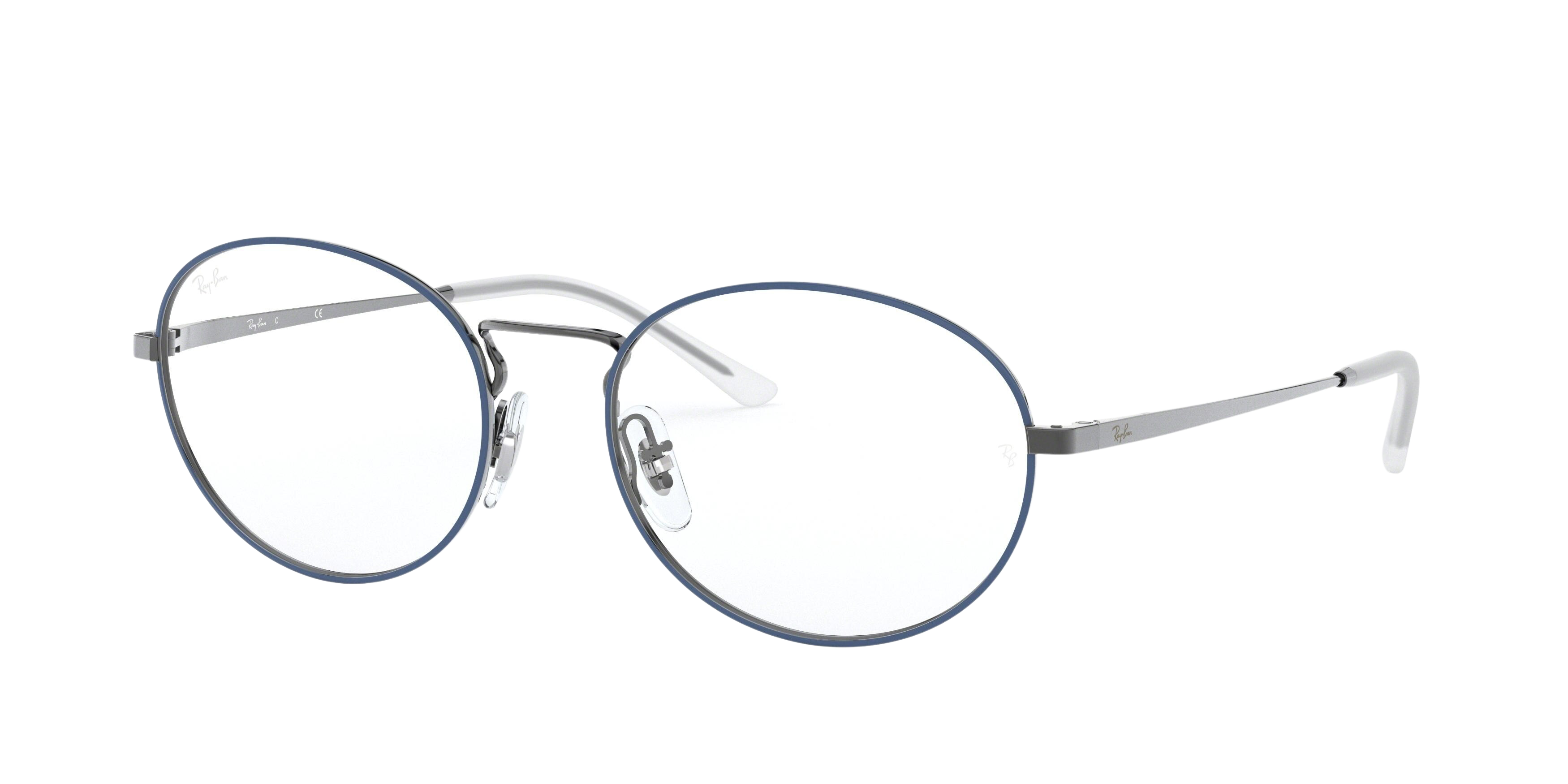 Ray-Ban RX6439 round eyeglasses in Top Blue on Gunmetal