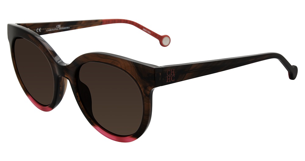 Carolina Herrera SHE745 round sunglasses in Brown Horn 06 Yh