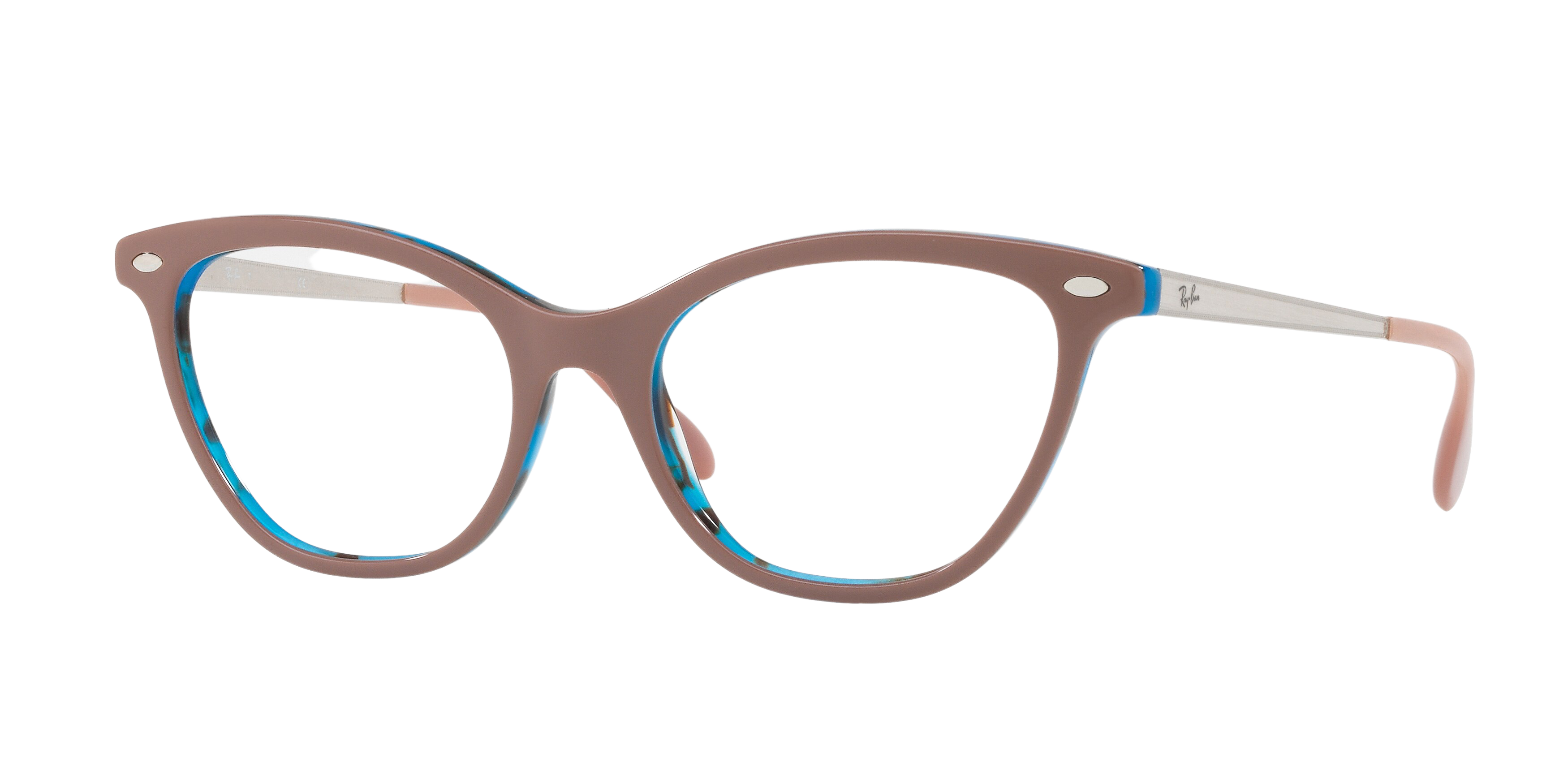 Ray-Ban RX5360F cateye eyeglasses in Top Light Brown on Havana Blue