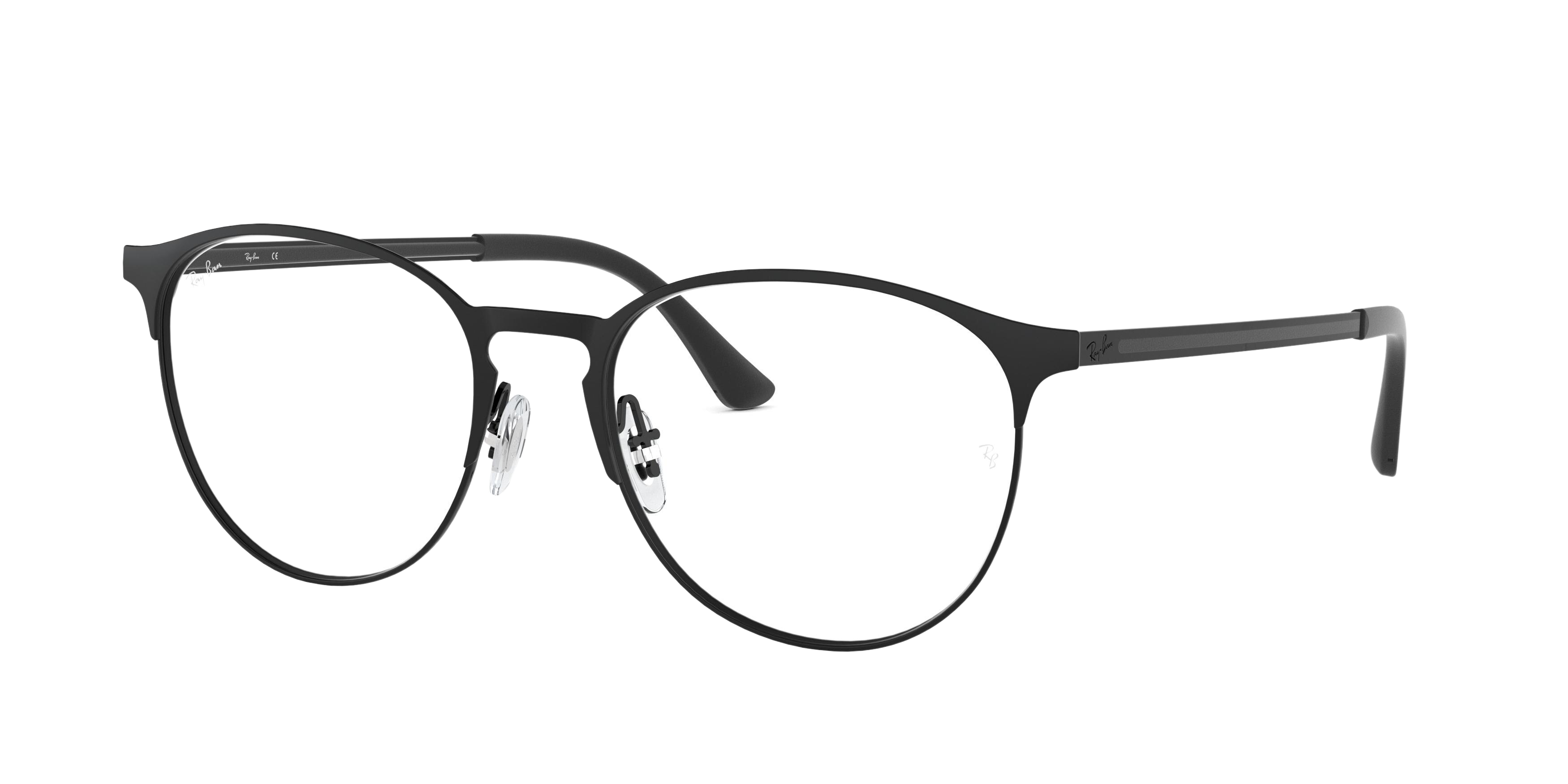 Ray-Ban RX6375F round eyeglasses in Black Top on Matte Black