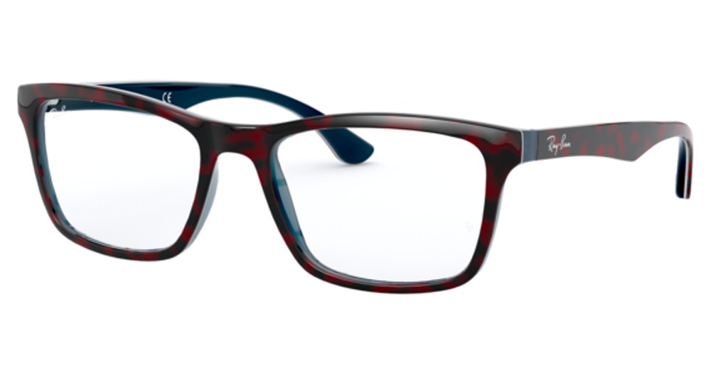 Ray-Ban RX5279F round eyeglasses in Red Havana on Opal Blue
